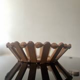 geometric olive wood basket, France 1970