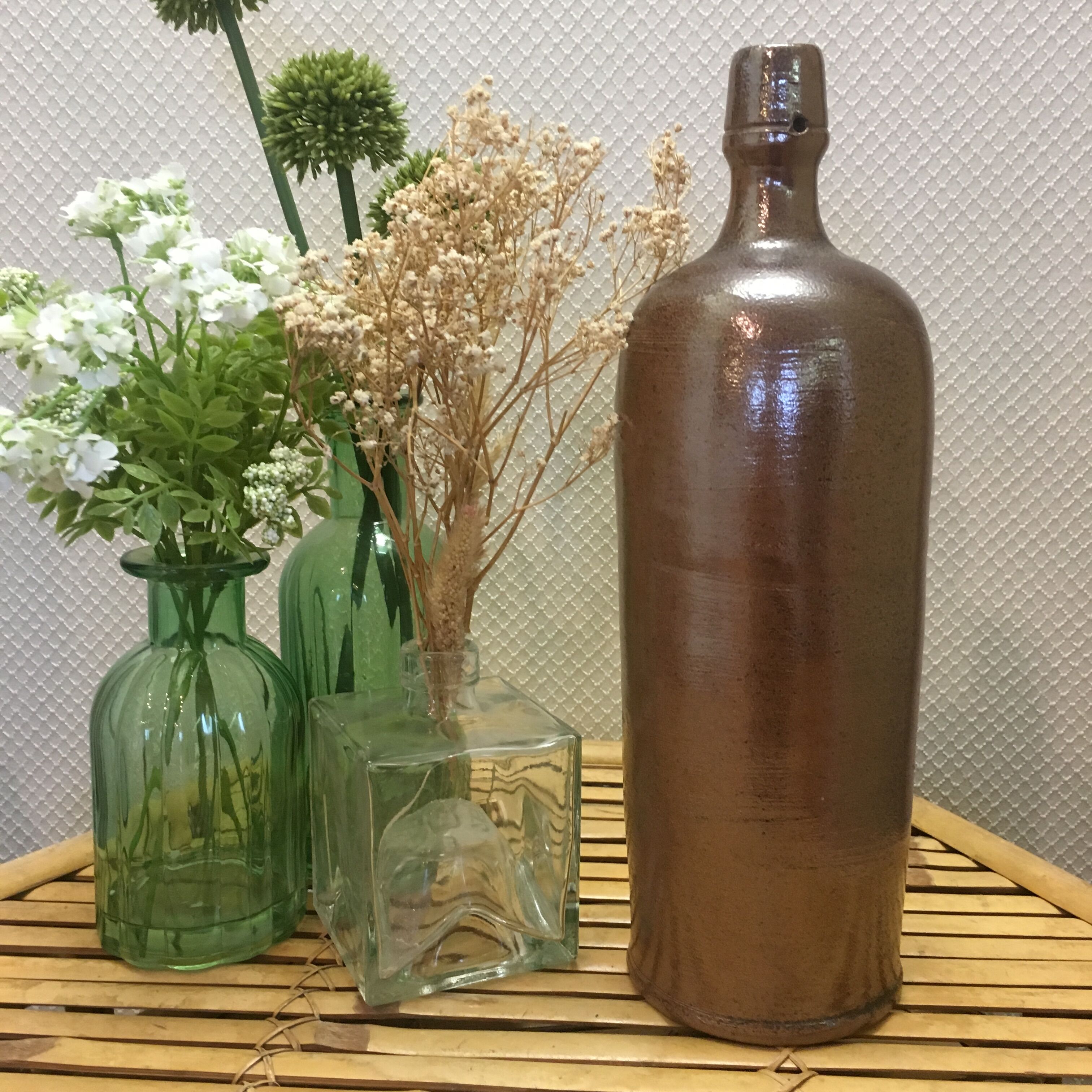Brown glazed stoneware bottle