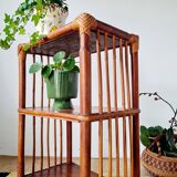 Etagère ancienne - bibliothèque rotin bois patinée