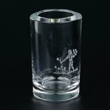 Orrefors engraved crystal bud vase, Sweden, 1950s-1960s