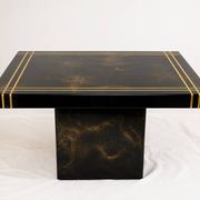 Vintage square black marbled coffee table with gold – central base