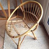 Child's shell chair in rattan / vintage 60s-70s