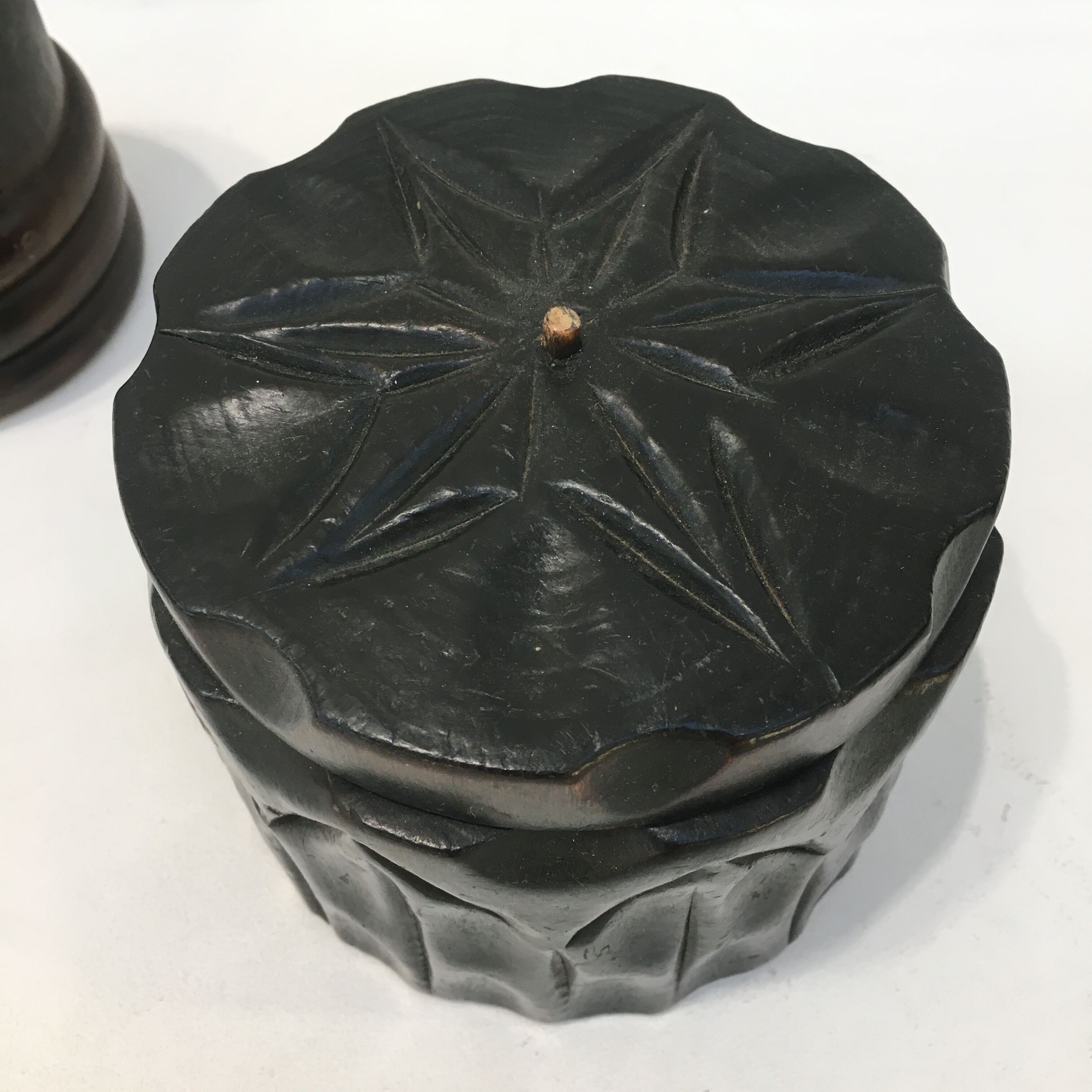 Two old wooden tobacco boxes