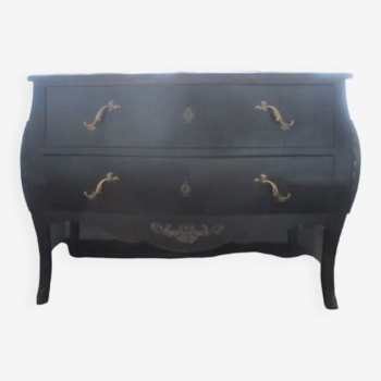 Black curved baroque chest of drawers Louis XV style