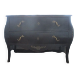 Black curved baroque chest of drawers Louis XV style