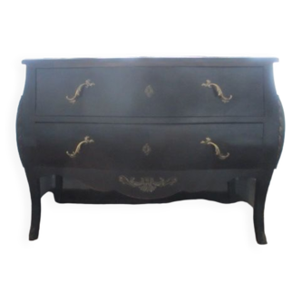 Black curved baroque chest of drawers Louis XV style