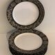 6 black and white dessert plates Scraffito, Habitat Japan, 1970