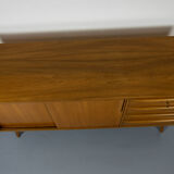 Vintage walnut sideboard with sliding doors and drawers 1960s