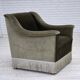 Fauteuil danois des années 1970, velours vert d'origine, bois de hêtre.
