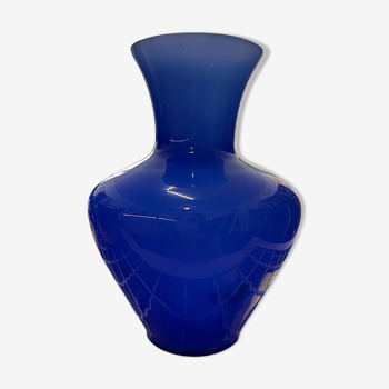 Electric blue opaline vase