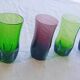 5 aperitif glasses, smoked glass, Portieux glassworks, 1970s