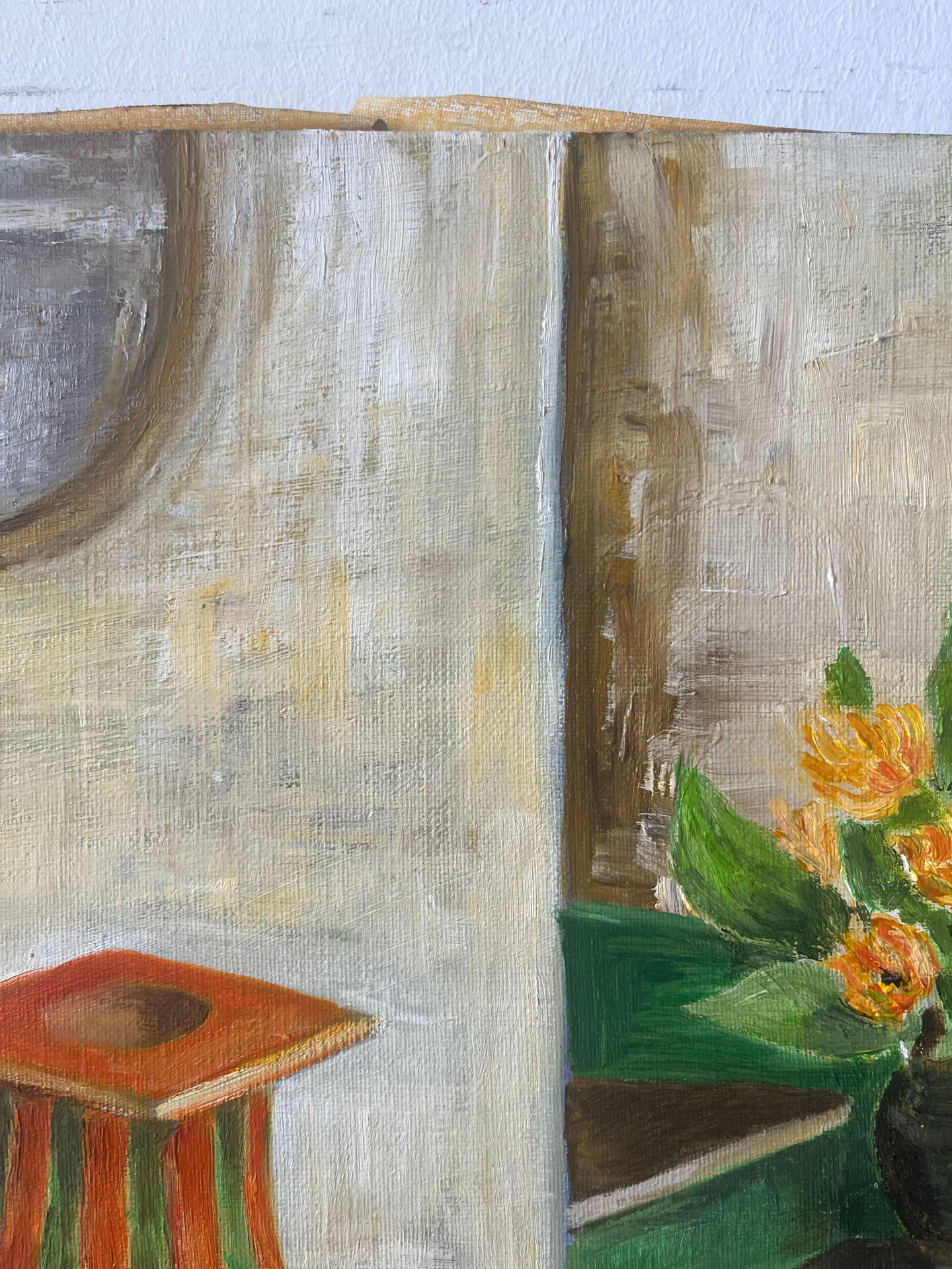 Géométrie du jardin intérieur, huile sur toile signé