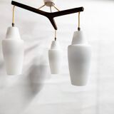 Vintage scandinavian teak chandelier, 1960s