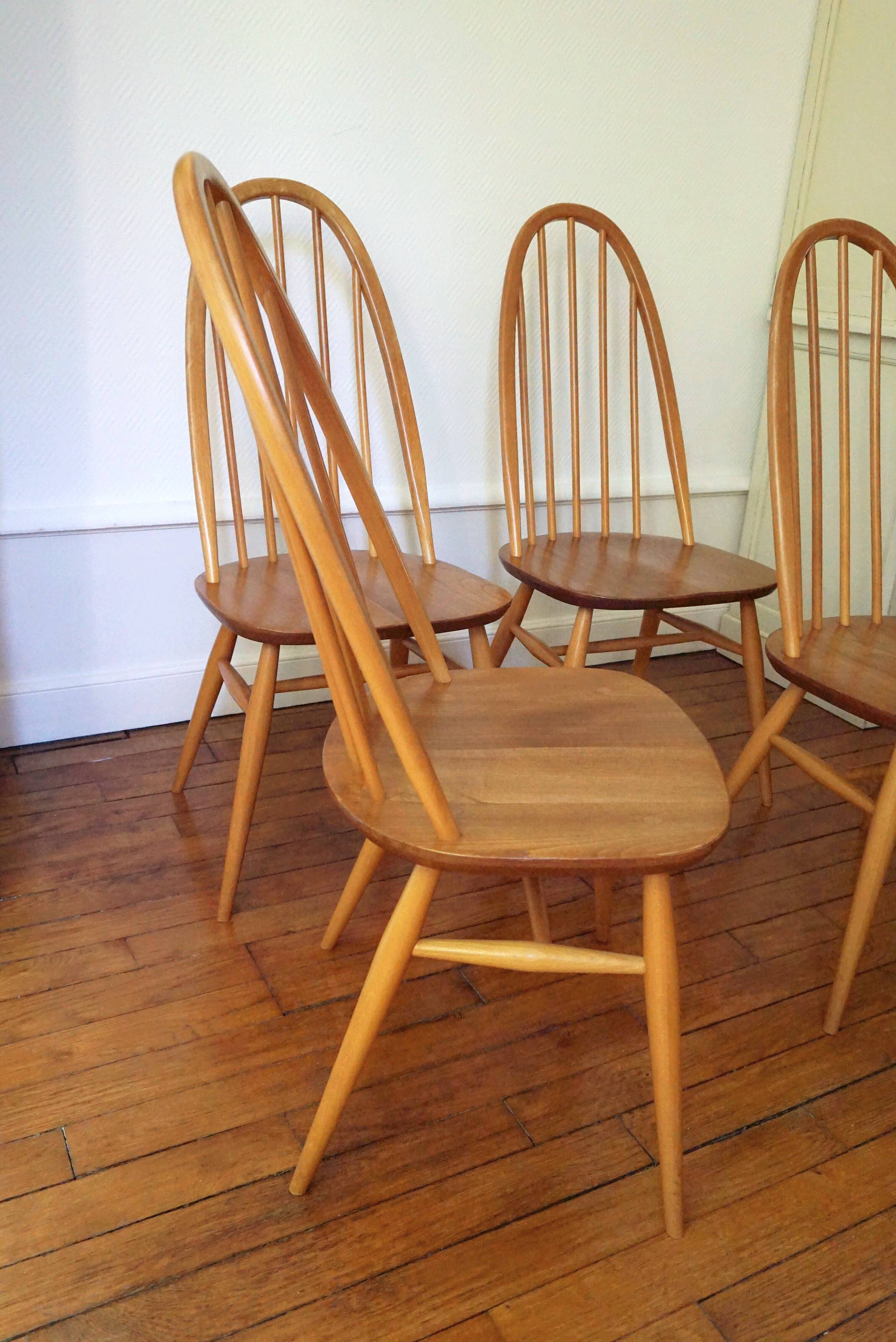 4 Ercol chairs natural wood