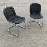 Two Gastone Rinaldi style chrome metal chairs.