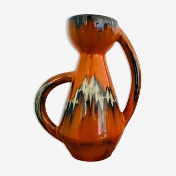 Orange vase 2 handles Vallauris