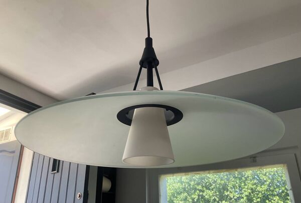 Suspension Postmodern Helestra Leuchten en opaline et verre dépoli