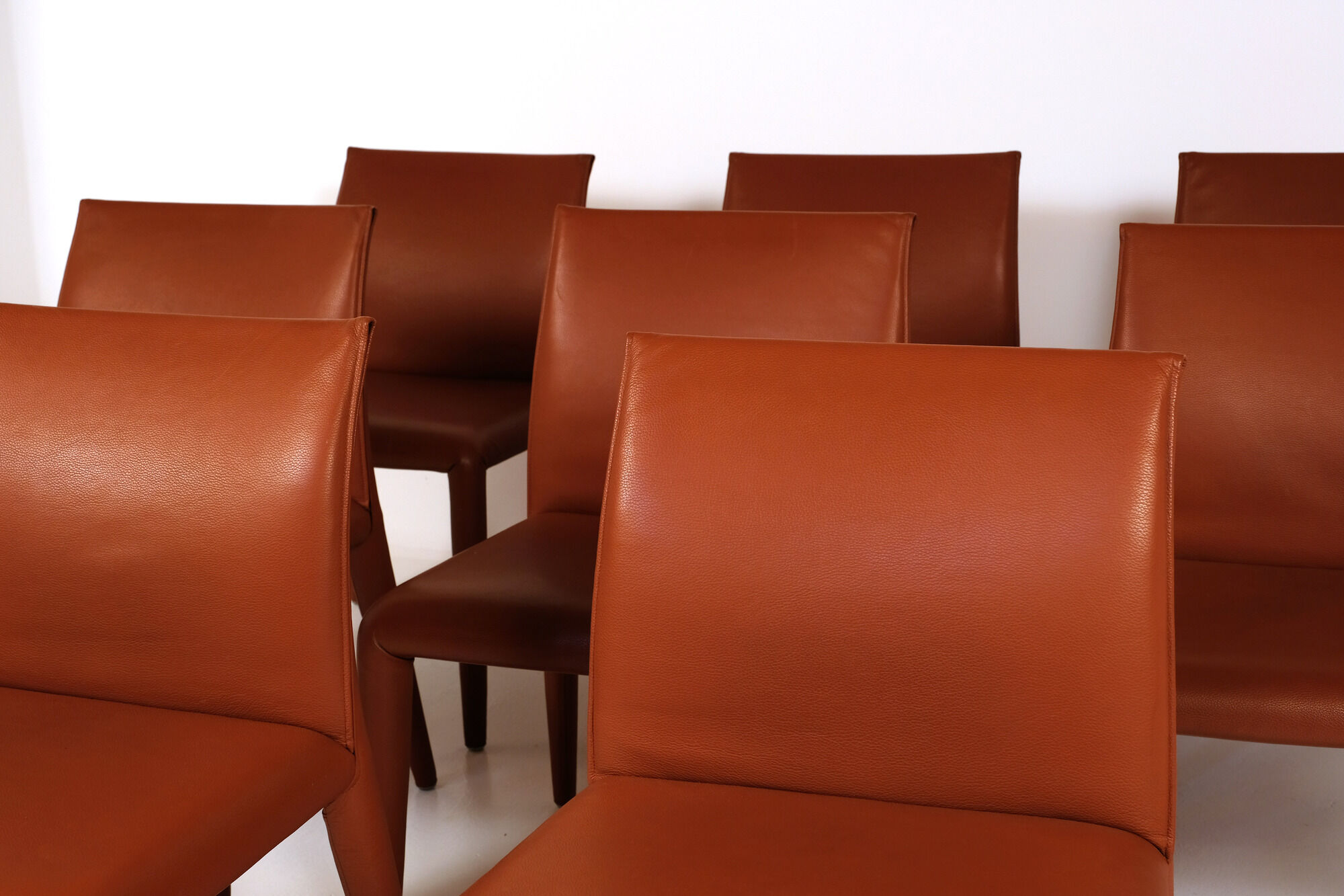Lot of 8 leather chairs by Mario Bellini for B&B Italia