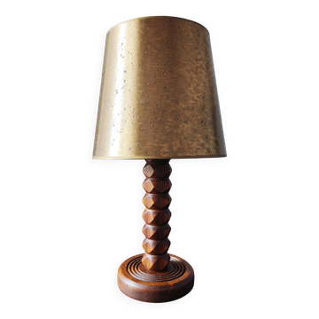 Lampe brutaliste en bois, 1950-1960