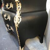 Chest of drawers "tomb" patinated black regency style