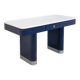 Table bleue vintage de style moderne du milieu du siècle avec plateau en marbre blanc