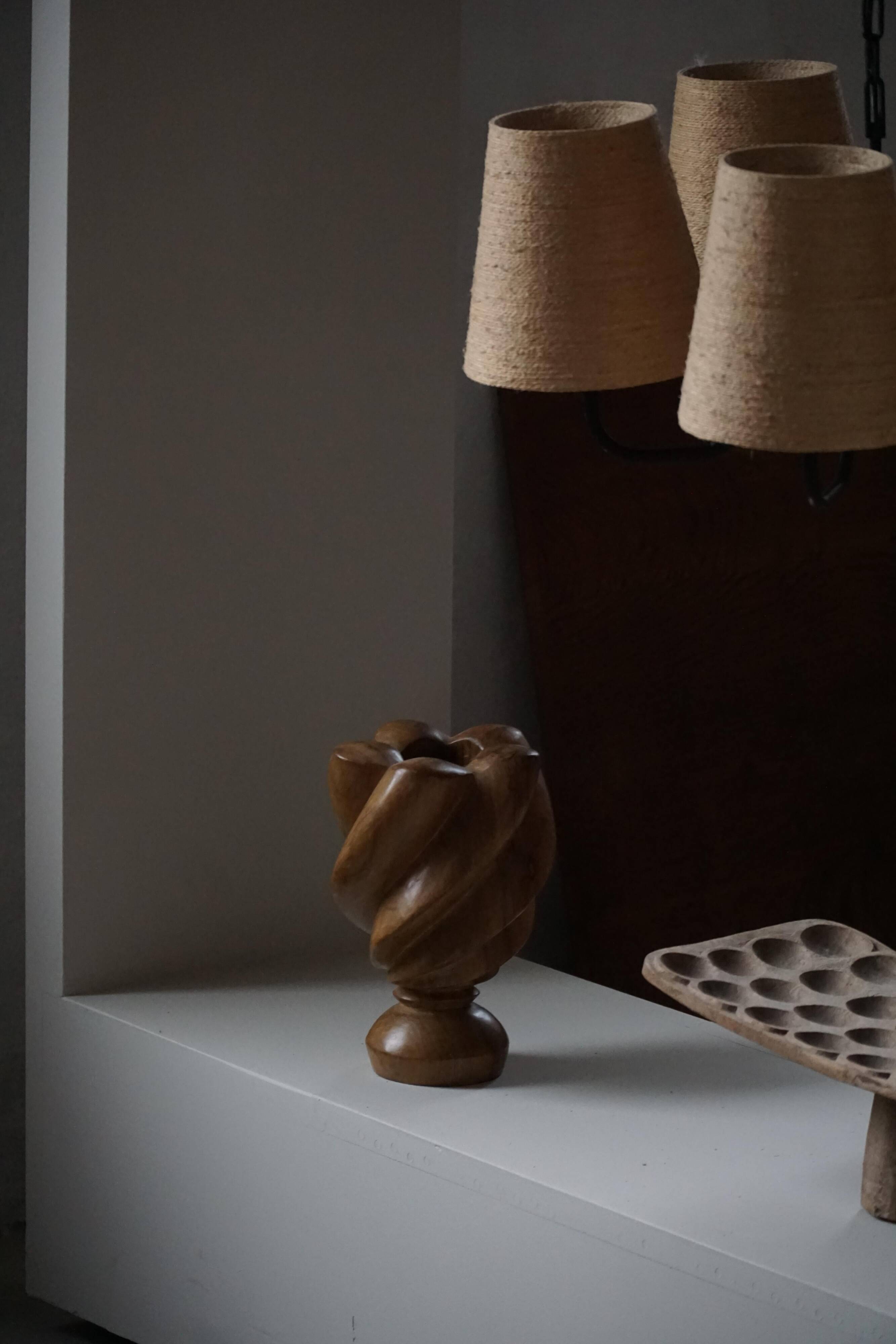 Scandinavian decorative wooden vase from the mid-20th century, 1960s.