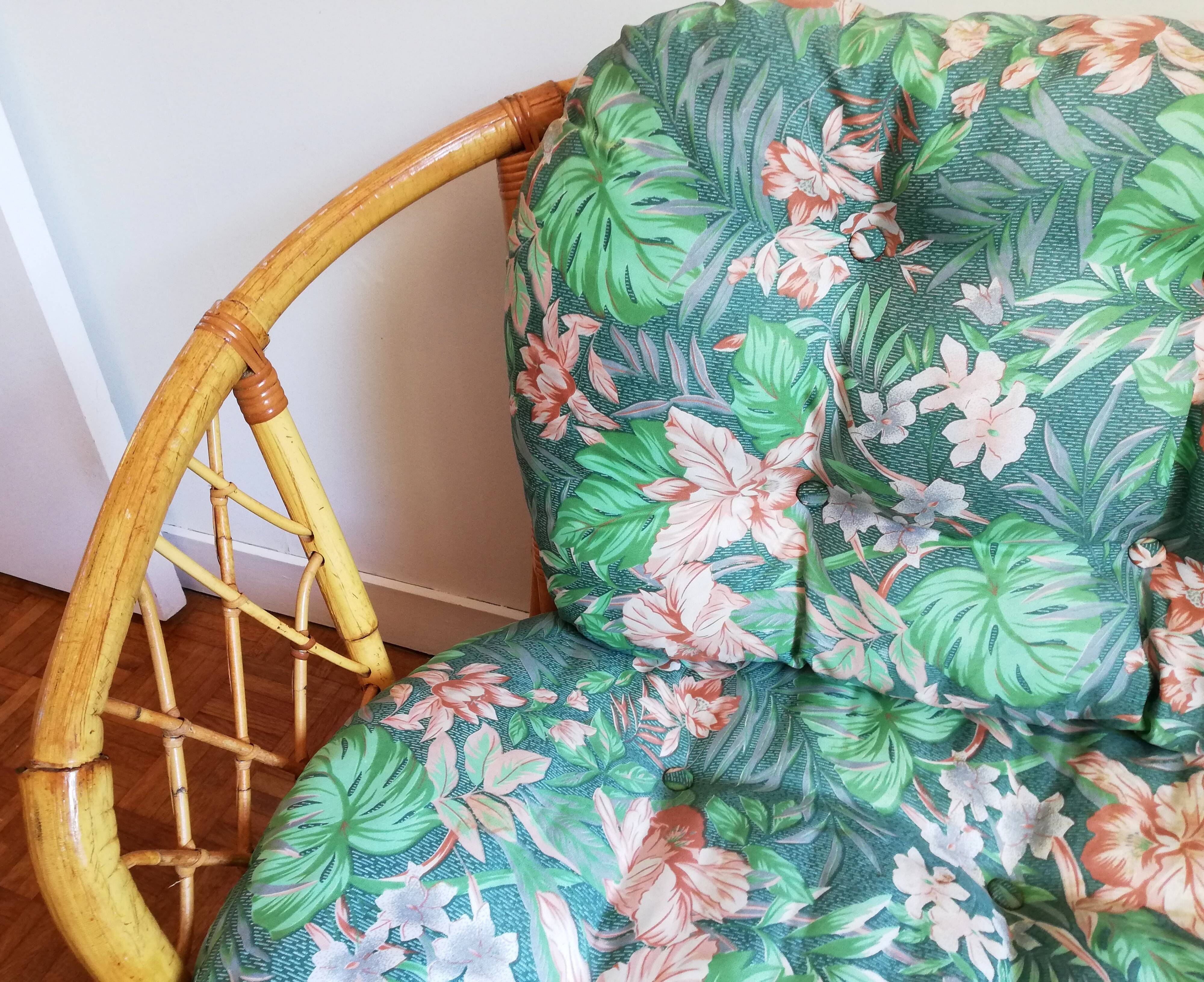 Rattan bench and chair