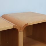 Pair of tall vintage birch wood bedside tables / entryway console 1970s