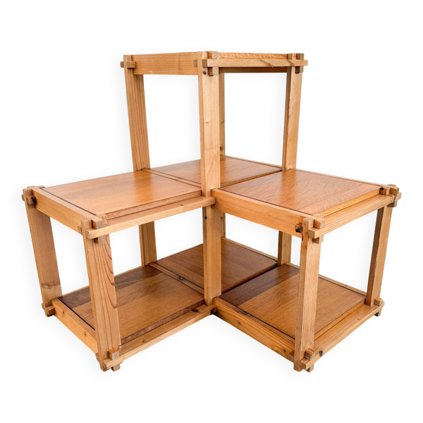 Etagère, bibliothèque en pin, années 70