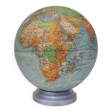 Globe terrestre lumineux en verre, art déco, vintage