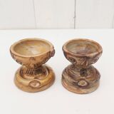 Pair of anthropomorphic egg cups by Jacques Pouchain