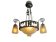 Art Deco, 4-light chandelier, wrought iron, pressed glass, Dugué Negra, circa 1930.