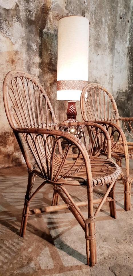 Three vintage rattan chairs
