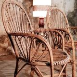 Three vintage rattan chairs