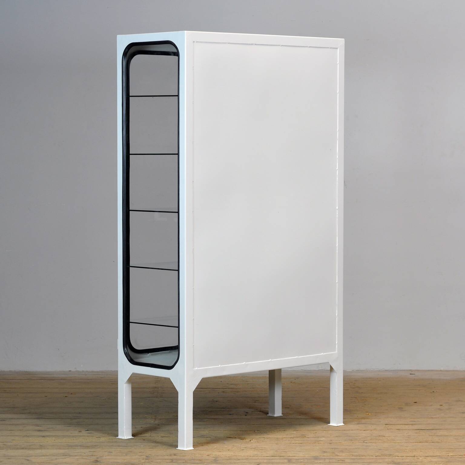 Vintage Iron And Glass Medical Cabinet, 1970’s