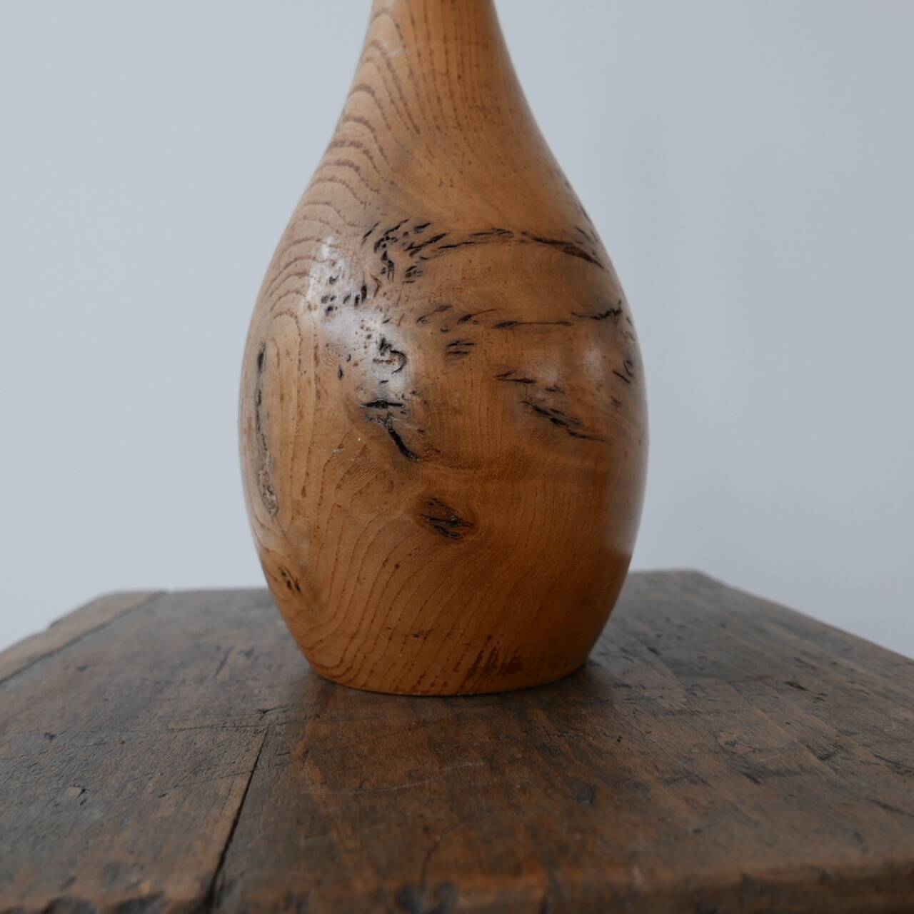 Mid-Century English Burr Wood Table Lamp