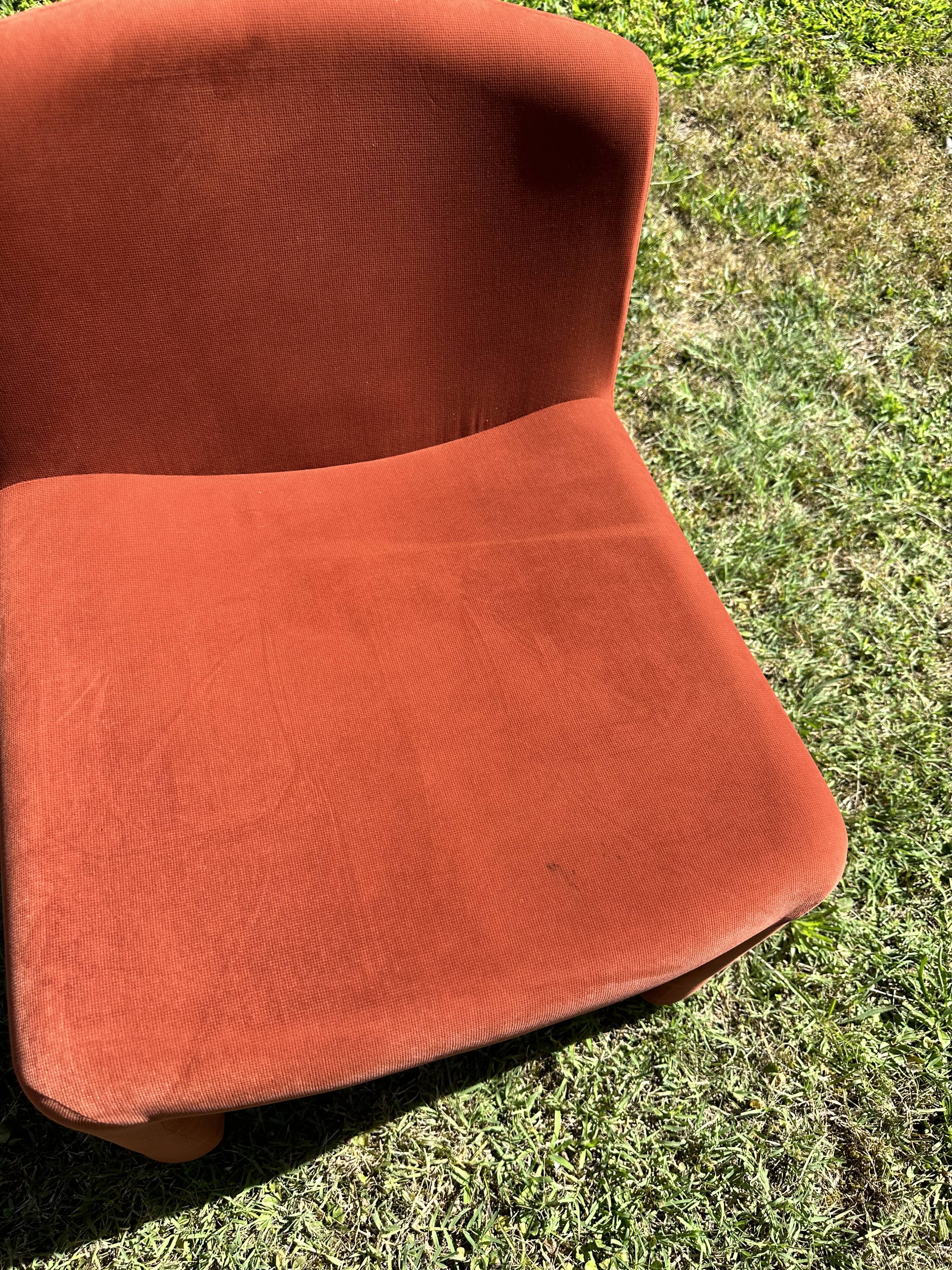 Arfa brick red velvet armchair
