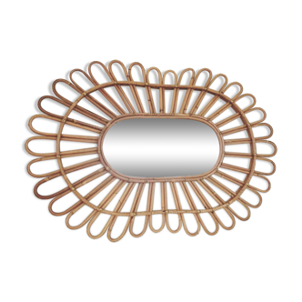 Flower rattan mirror