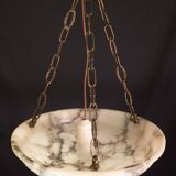 Art Deco White Albaster Chandelier, 1950s