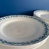 Set of 8 vintage dinner plates - St Amand earthenware, blue floral pattern and