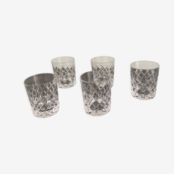 Lot de 5 verres à whisky en cristal