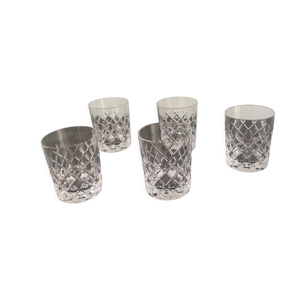 Lot de 5 verres à whisky en cristal