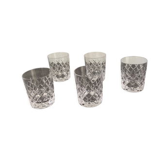 Set of 5 crystal whiskey glasses