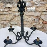 Pair of twisted wrought iron chandelier