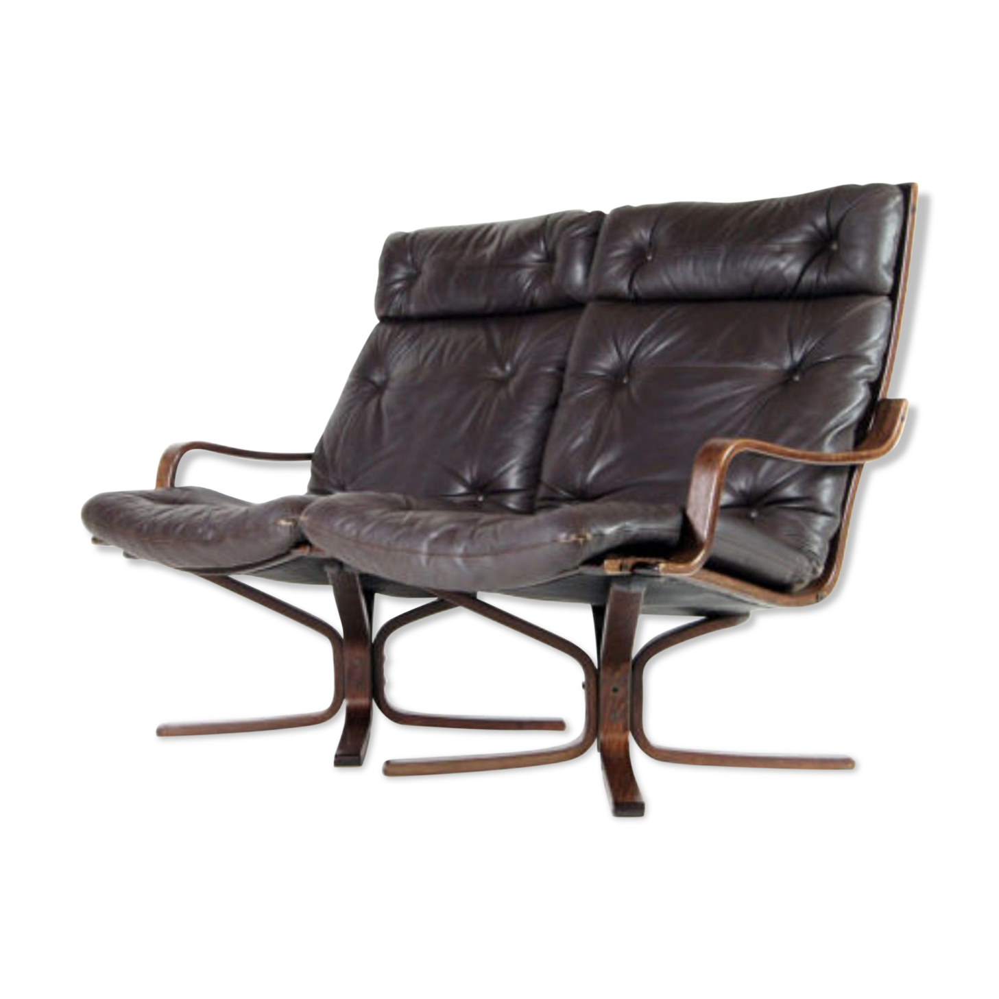 2-seater vintage vintage vintage Danish retro rosewood leather sofa from the 1960s to the middle of the century