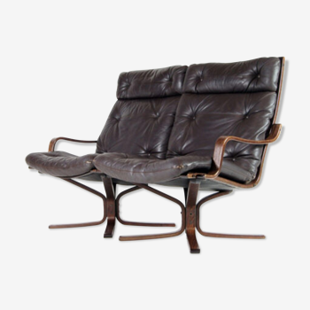 2-seater vintage vintage vintage Danish retro rosewood leather sofa from the 1960s to the middle of the century