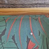 Folding tray parrots and flowers fiber and rattan