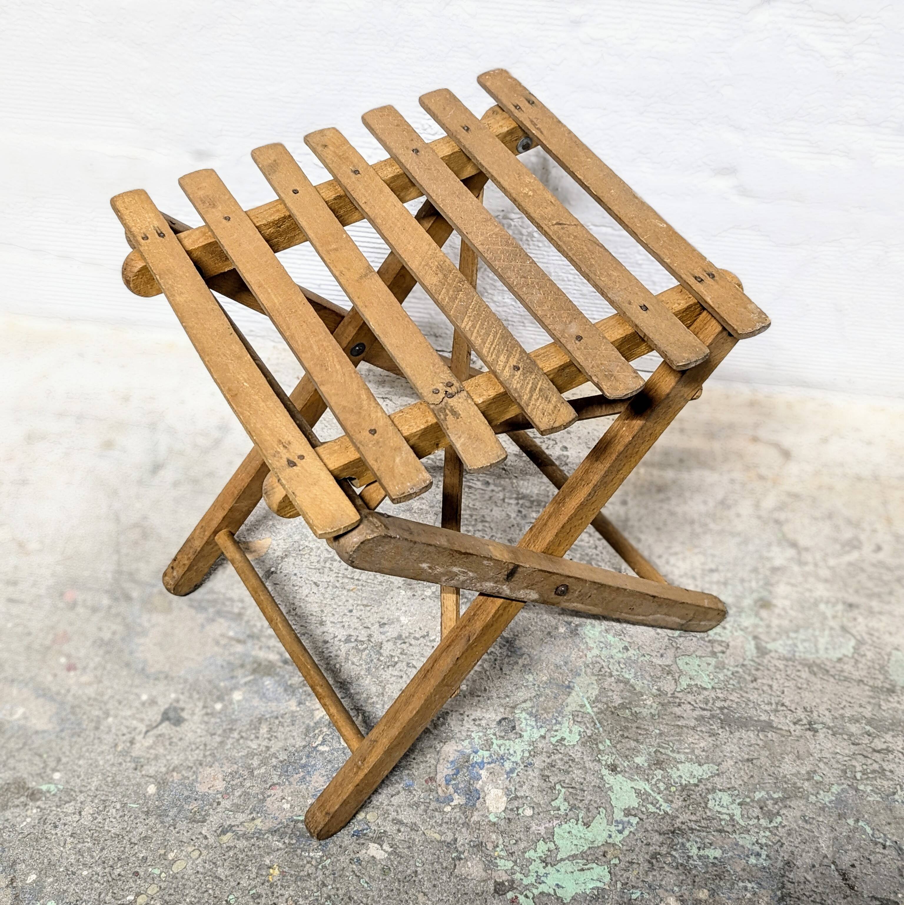 Wooden folding stool