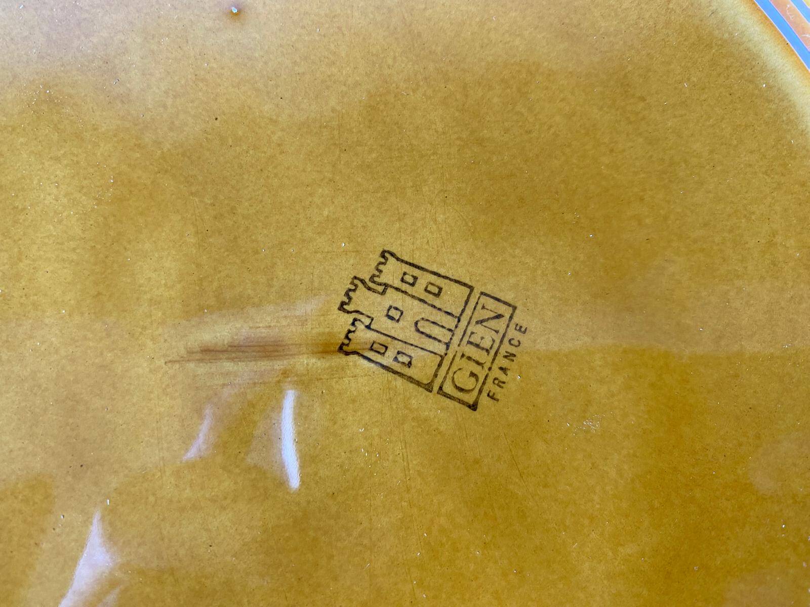 Set of 8 flat asparagus plates in Gien porcelain