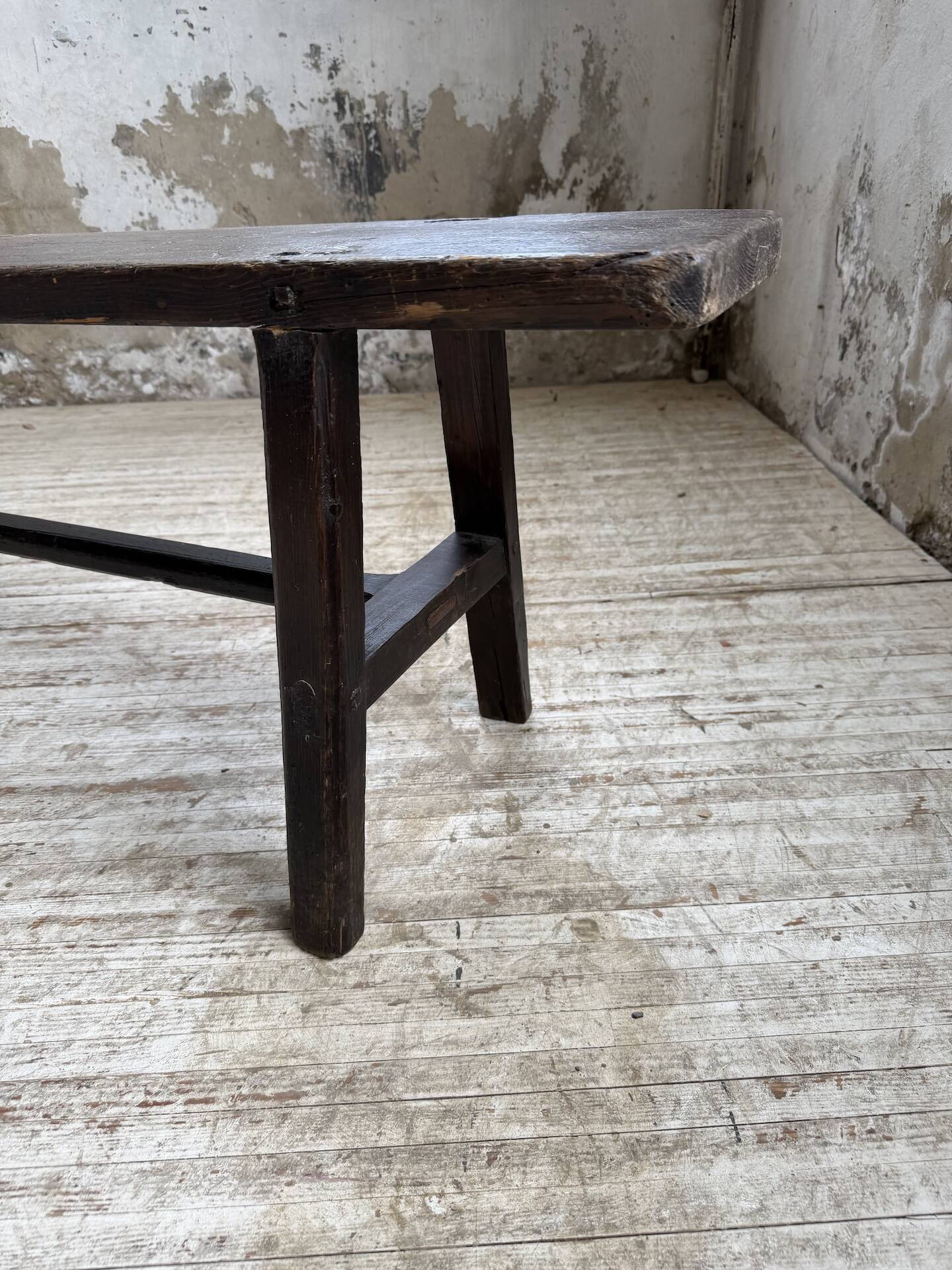 Dark patinated 1900 bench 220cm